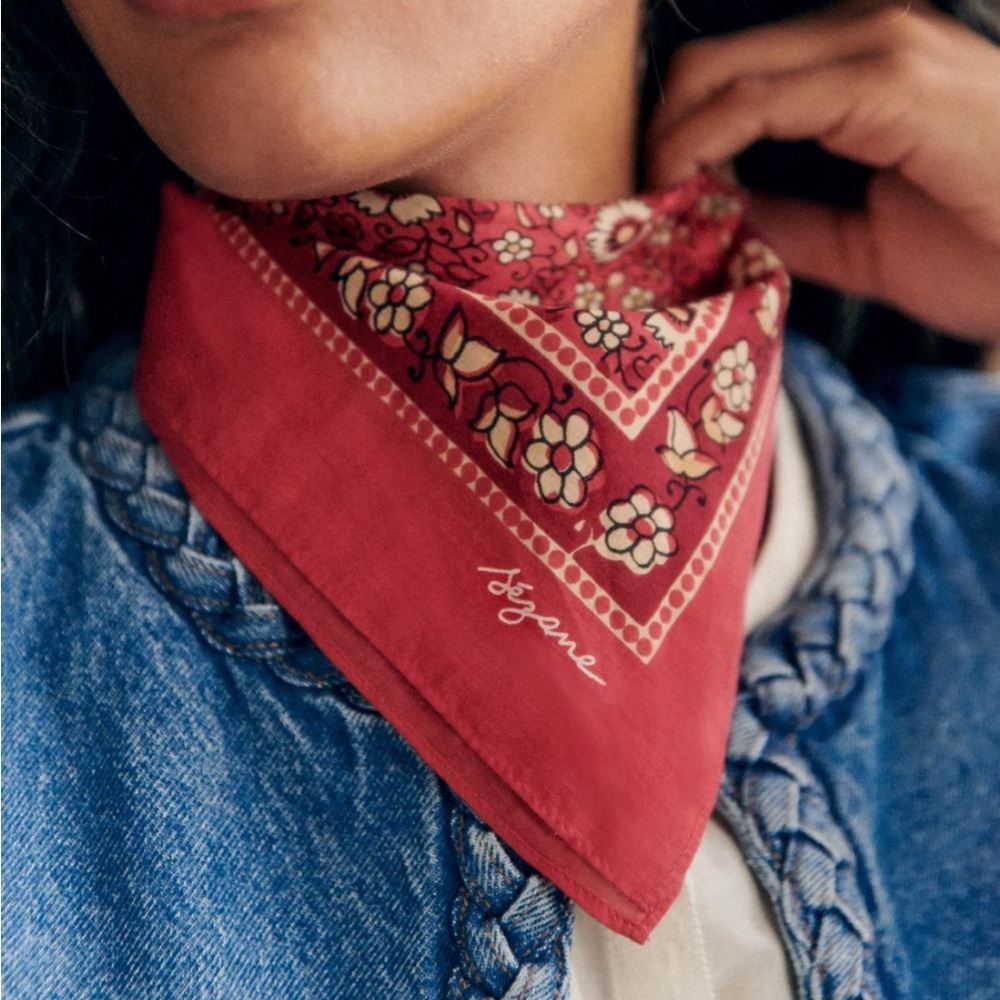 NWT Sezane Scarf in Terracotta Flowers
